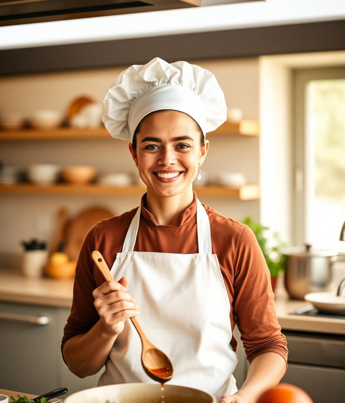 Happy home chef ready to cook
